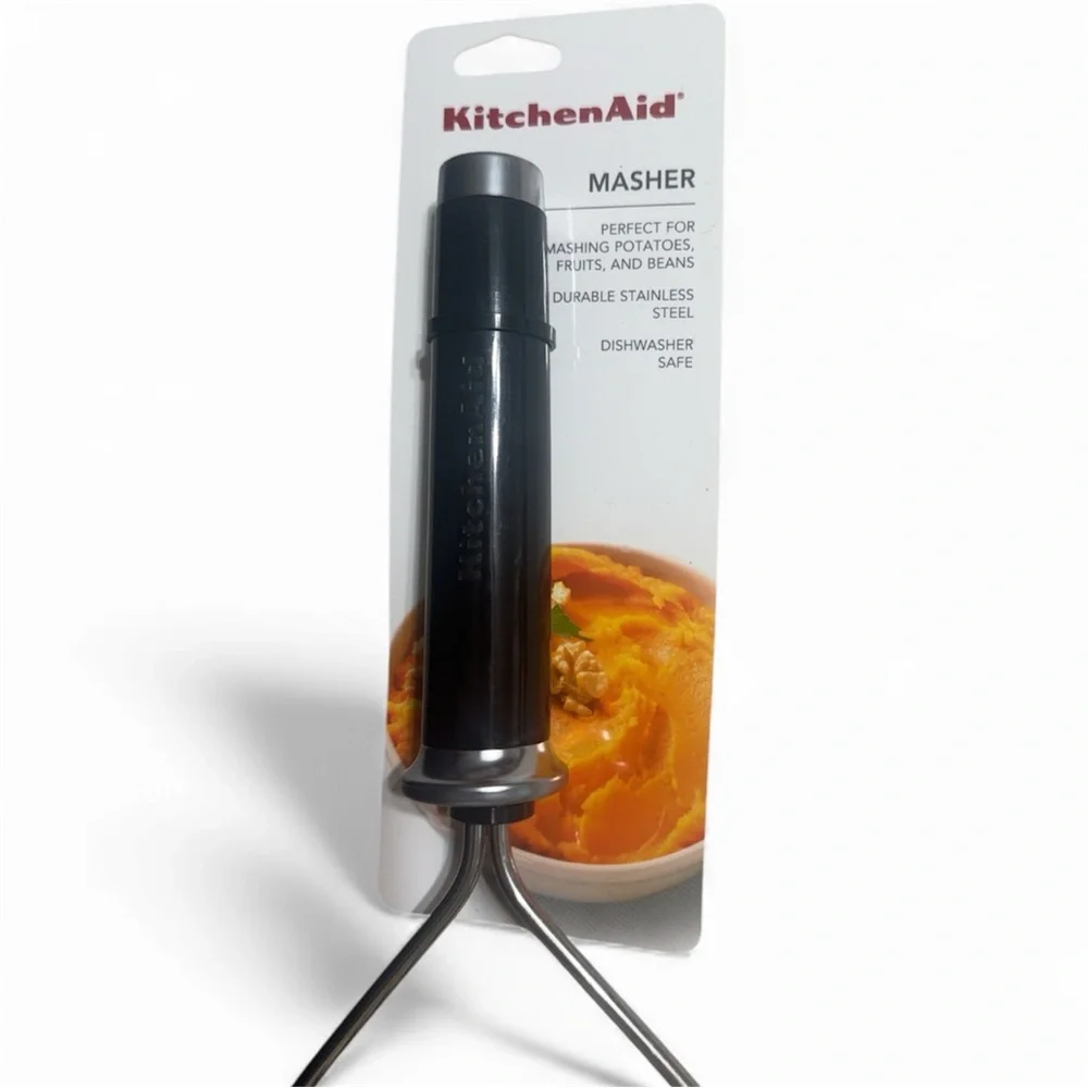 KitchenAid Gourmet Black and Stainless Steel Wire Masher, 10.24